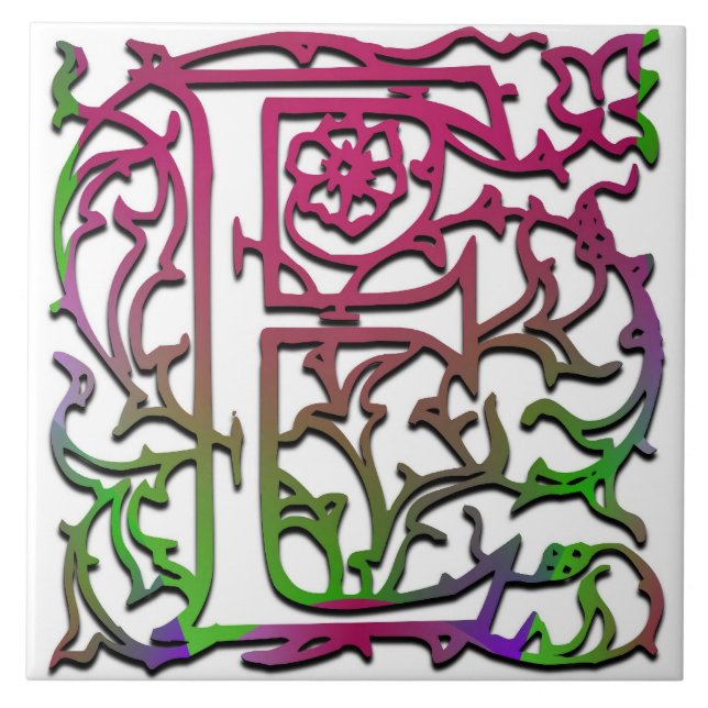 Azulejo E Monograma "Jardín Besque" Tile cerámico (Frente)