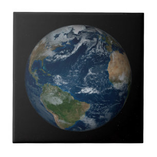 Azulejo Earth With Clouds And Sea Ice