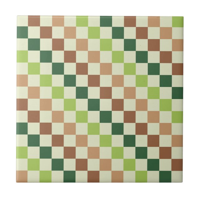 Azulejo Earthy rainbow diagonal checkerboard pattern (Frente)