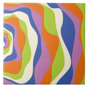 Azulejo Ebb & Flow 4 Azul, Naranja, Púrpura, Verde y Crema