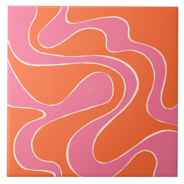 Azulejo Ebb y Flow 2 en rosa, Naranja y crema (Frente)