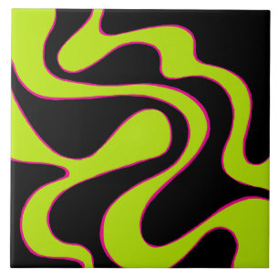 Azulejo Ebb y Flow 2 en verde limón, rosa caliente y negro