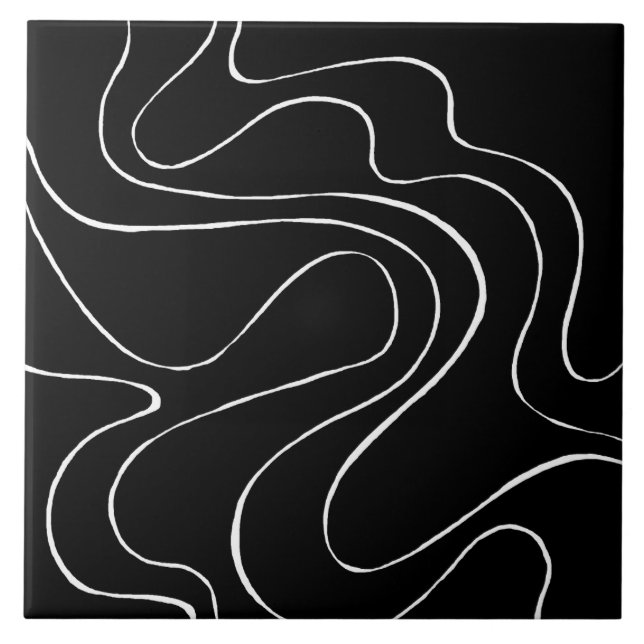 Azulejo Ebb y Flow 2 - Negro sobre blanco (Frente)