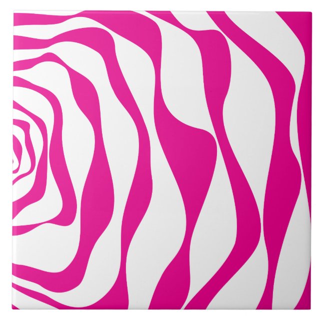 Azulejo Ebb y Flow 4 en magenta y blanco (Frente)