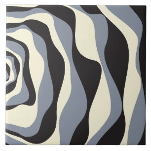 Azulejo Ebb y Flow 4 en negro, gris y crema