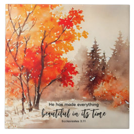 Azulejo Ecclesiastes 3:11 Biblia Verse Fall Watercolor