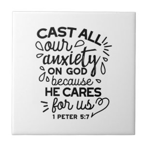 Azulejo Echa Toda Tu Ansiedad – 1 Pedro 5:7 Versículo Bíbl