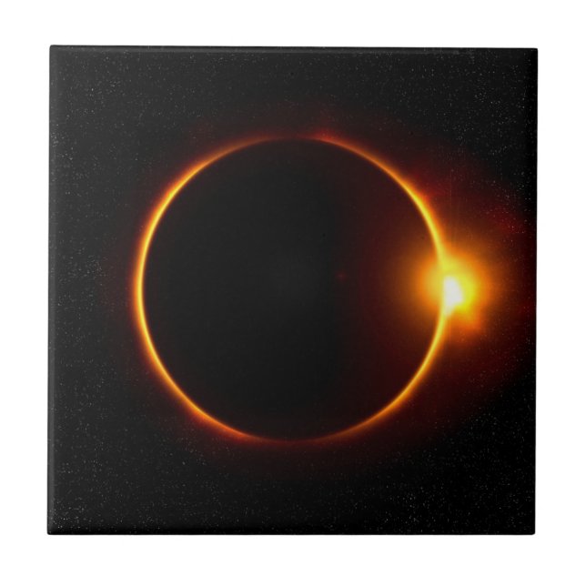 Azulejo Eclipse solar Sun oscuro y luna (Frente)