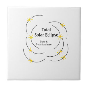 Azulejo eclipse solar total añadir fecha ubicación mitad s