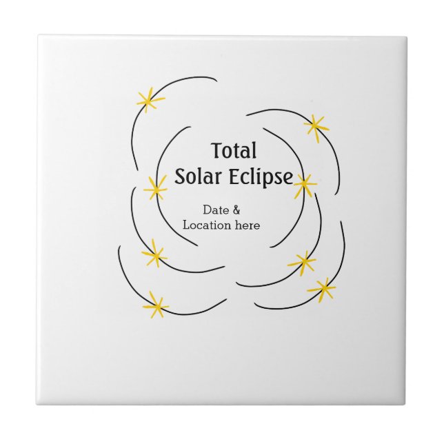 Azulejo eclipse solar total añadir fecha ubicación mitad s (Frente)