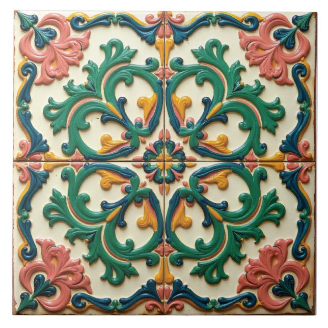 Azulejo Ecos de la Corte Verde (Frente)