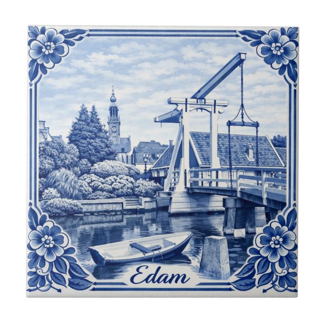 Azulejo Edam Delft Blue style ceramic tile (Frente)