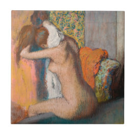 Azulejo Edgar Degas - Después del baño, mujer limpiando el