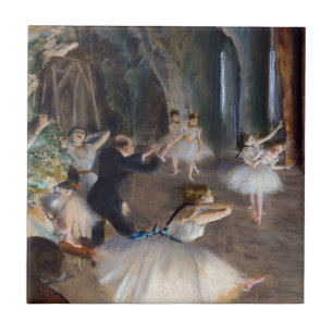 Azulejo Edgar Degas - El ensayo del ballet en escena