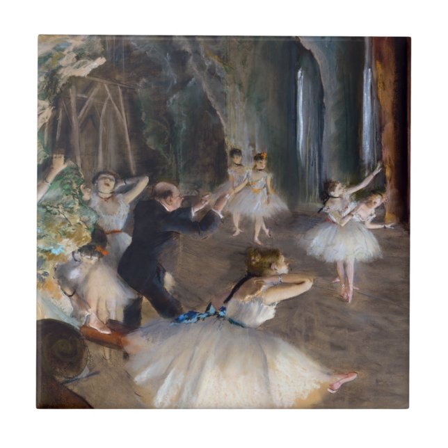 Azulejo Edgar Degas - El ensayo del ballet en escena (Frente)