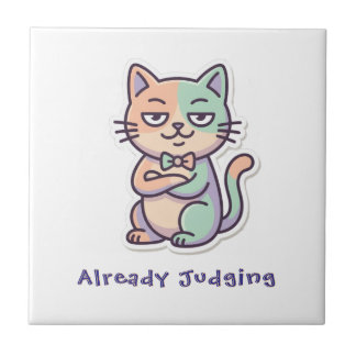 Azulejo Edición Paciencia Cero Gato Divertido Juzgando