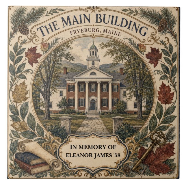 Azulejo Edificio Principal Personalizado Fryeburg Maine Ex (Frente)