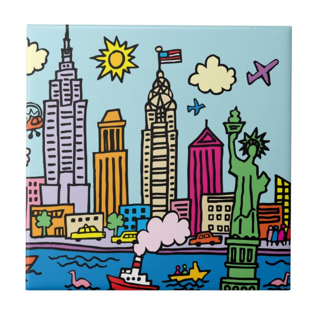 Azulejo Edificios de turismo Personalizado de Nueva York (Frente)