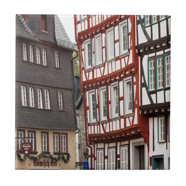 Azulejo Edificios urbanos con entramado de madera (Frente)