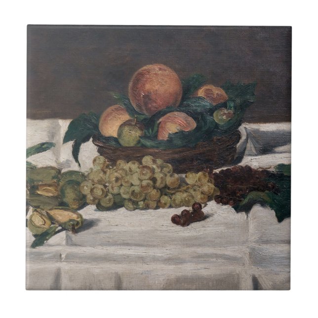 Azulejo Edouard Manet - Bodegón, Frutas en una Mesa (Frente)