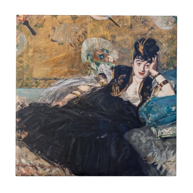 Azulejo Edouard Manet - Dama con Abanicos (Frente)