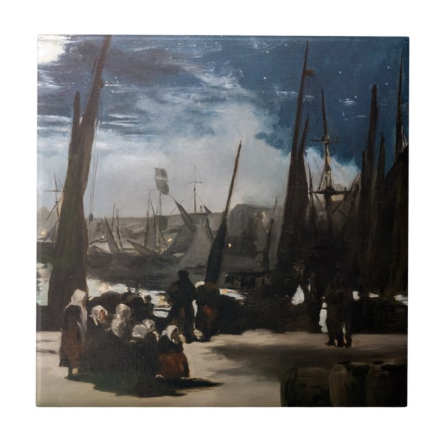 Azulejo Edouard Manet - El puerto de Boulogne a la luz de  (Frente)