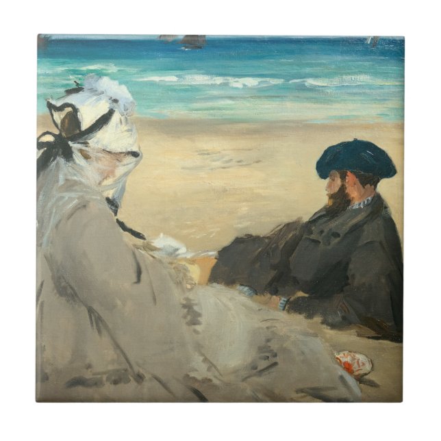 Azulejo Edouard Manet - En la playa (Frente)