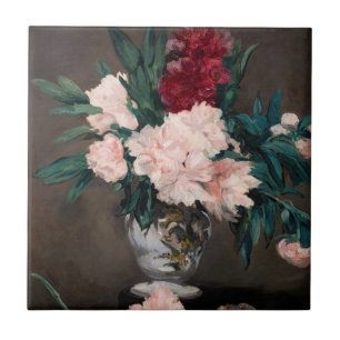 Azulejo Edouard Manet - Jarrón de Peonías en un pequeño pe
