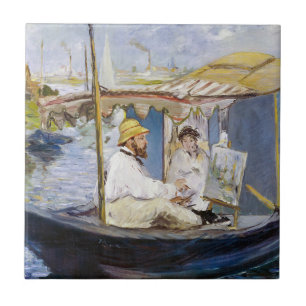Azulejo Edouard Manet - Monet en su Studio Boat