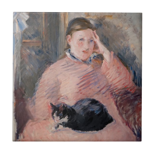 Azulejo Edouard Manet - Mujer con un gato (Frente)