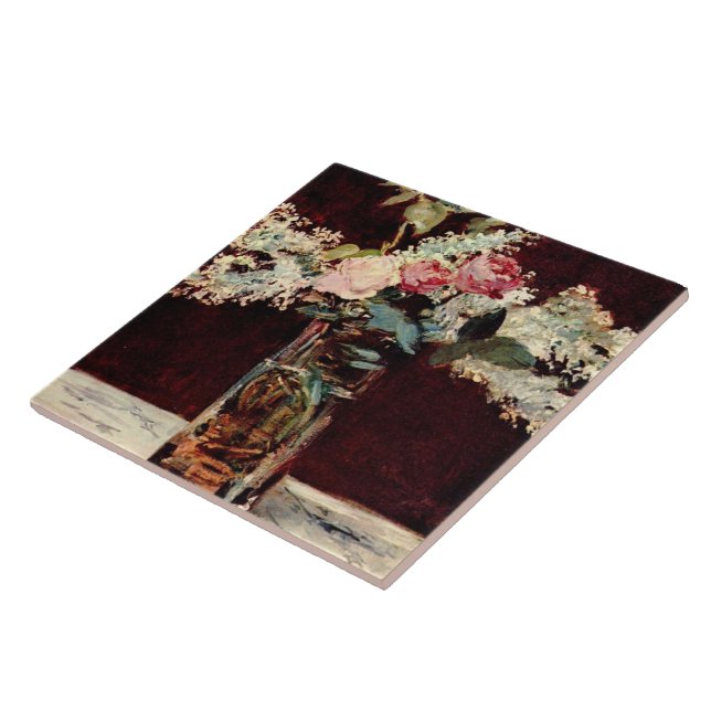 Azulejo Edouard Manet Vase de Lilacs y Rosas Blancos (Lado)