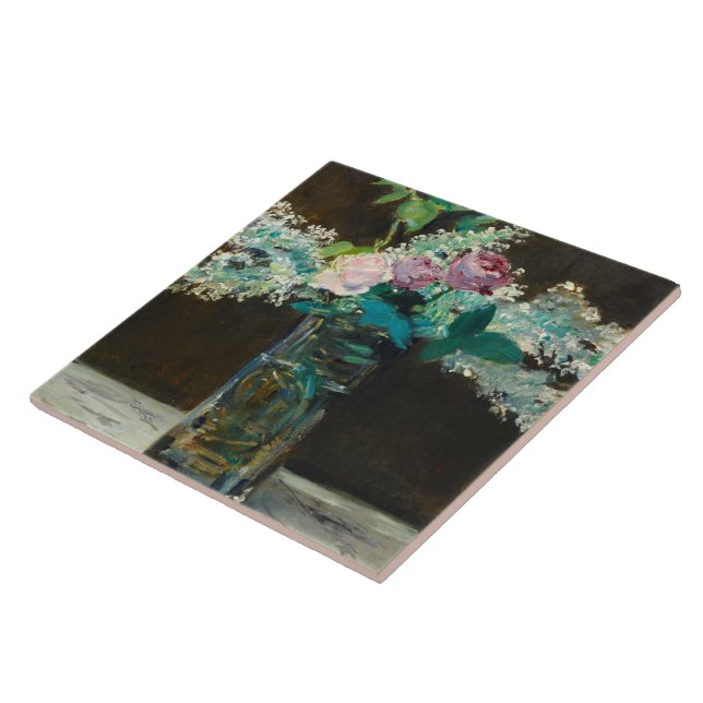Azulejo Edouard Manet Vase de Lilacs y Rosas Blancos (Lado)