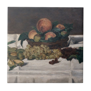 Azulejo Edouard Manet - Vida fija, frutas en una mesa