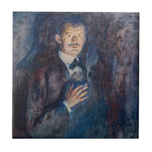 Azulejo Edvard Munch - autorretrato con cigarrillo