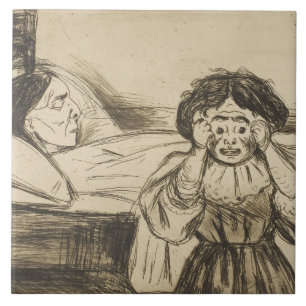 Azulejo Edvard Munch - La madre muerta y su hijo