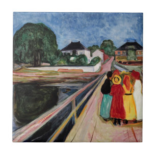 Azulejo Edvard Munch - Los Chicas en el puente de 1902