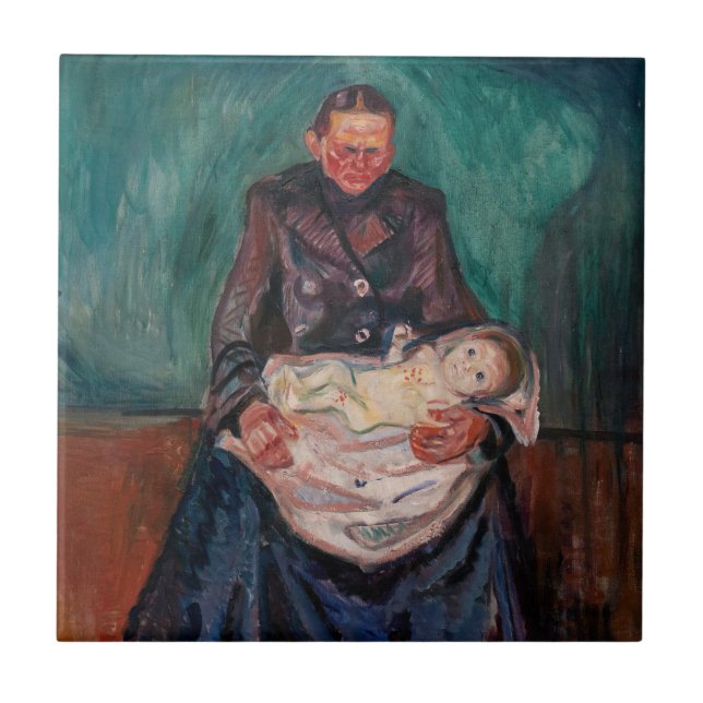 Azulejo Edvard Munch - Mujer con un hijo enfermo, herencia (Frente)