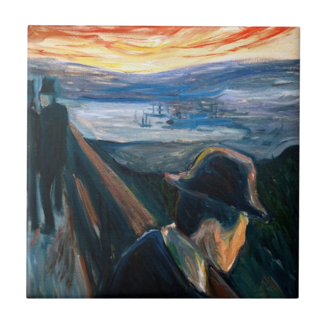 Azulejo Edvard Munch - Sick Mood at Sunset, desesperación  (Frente)