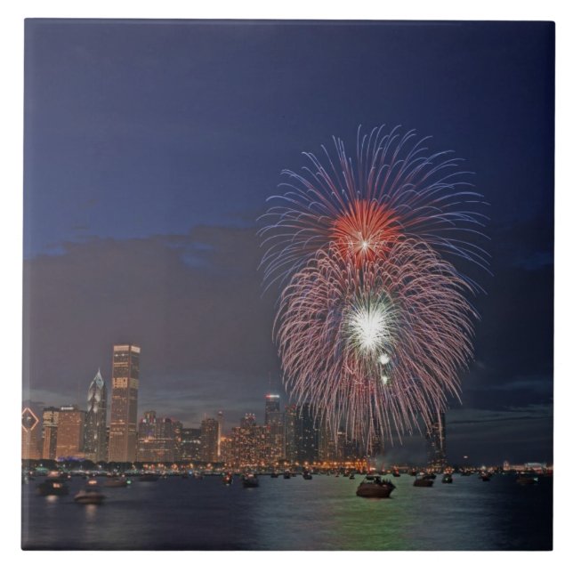 Azulejo EE. UU., Illinois, Chicago, fuegos artificiales de (Frente)