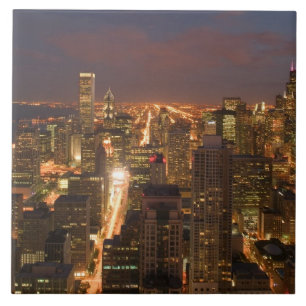 Azulejo EE.UU., Illinois, Chicago: Vista nocturna del bucl
