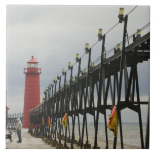 Azulejo EE. UU., Michigan, costa del lago Michigan, Grand 