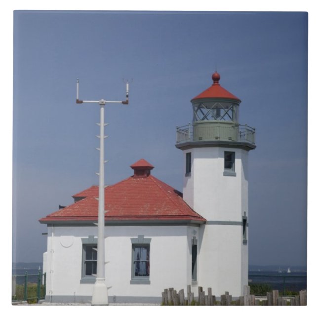 Azulejo EE. UU., Washington, Seattle, Alki Point Lighthous (Frente)