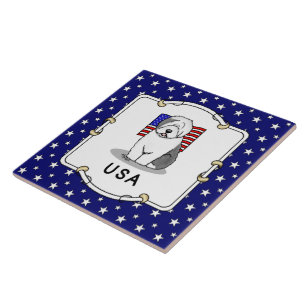 Azulejo EEUU Bandera Americana Vieja Oveja Inglesa (Gris 1