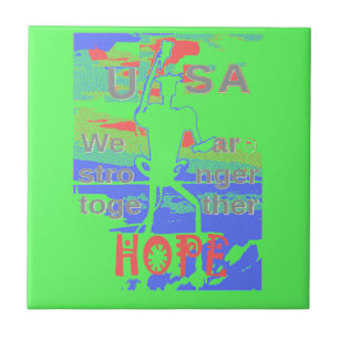 Azulejo EEUU Hope: Neon Lemon y arte Naranja