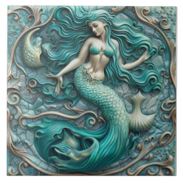 Azulejo Efecto 3D Aqua Marine Ceramic Tile Mermaid Design