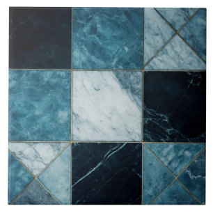 Azulejo Efecto Canica Azul Mosaico de Nueve Paneles