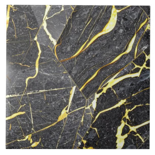 Azulejo Efecto de mármol moteado oscuro con venas doradas