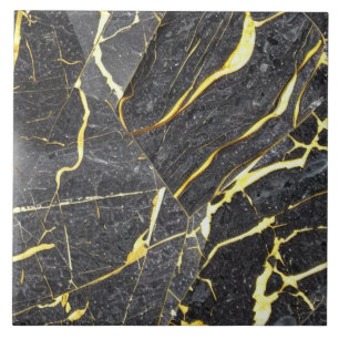 Azulejo Efecto de mármol moteado oscuro con venas doradas