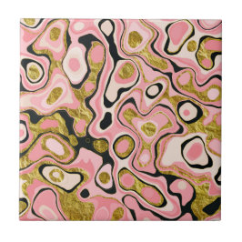 Azulejo Efecto de Mármol Purpurina de oro rosa abstracto