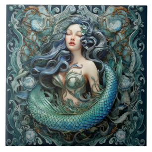 Azulejo Efecto de sirena 3D, arte acuático marino